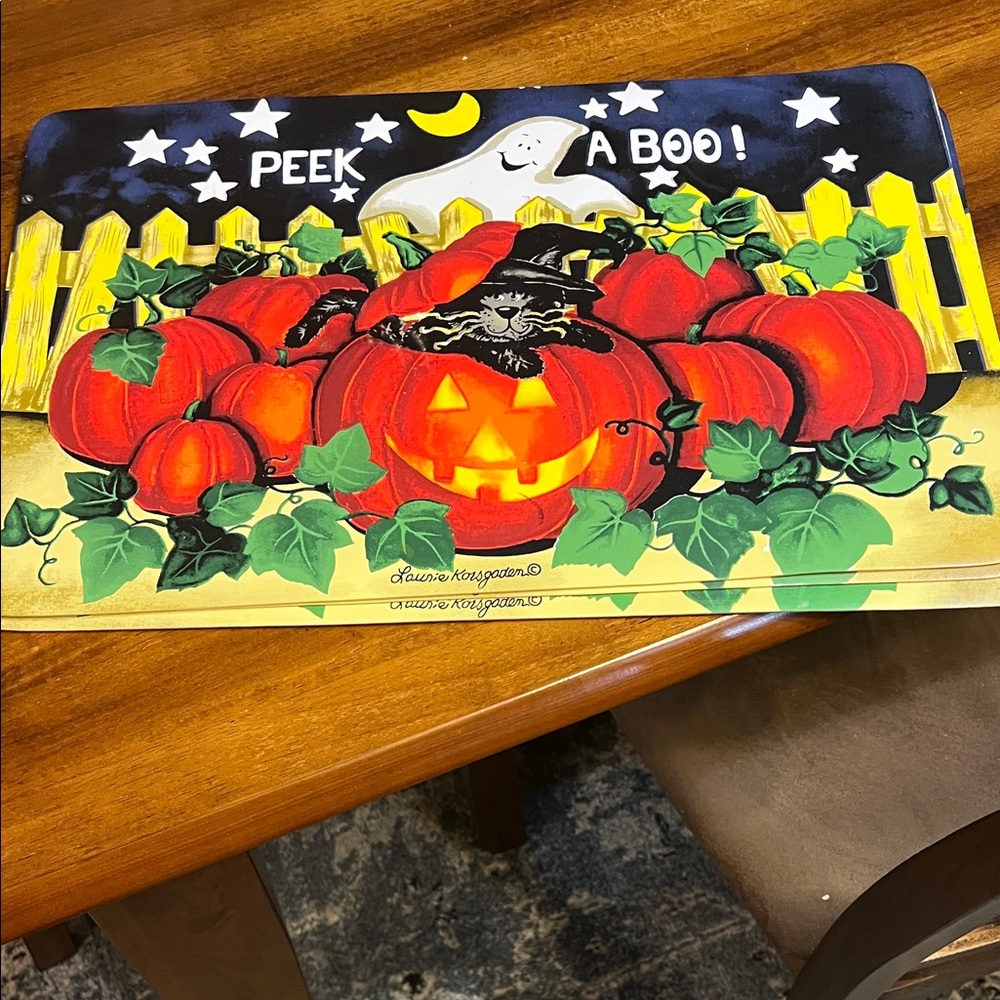 Counterparts Halloween Ghost and Pumpkin Door Mat